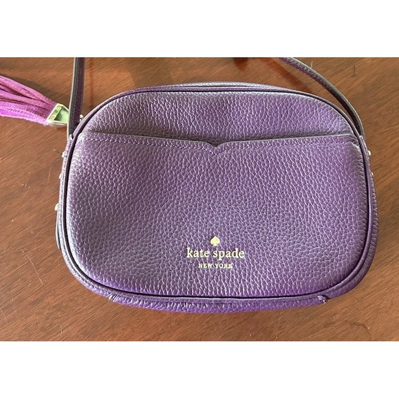 Kate Spade Kourtney Camera Bag Purple Suede Pebbled Leather Purse Crossbody EUC - Picture 8 of 8